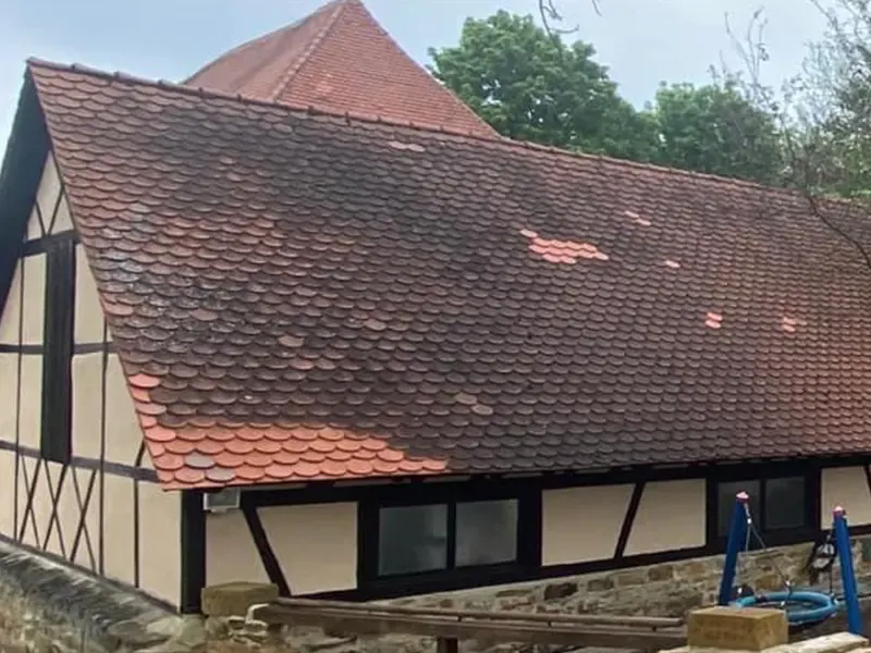 Tonziegelreinigung Vorher