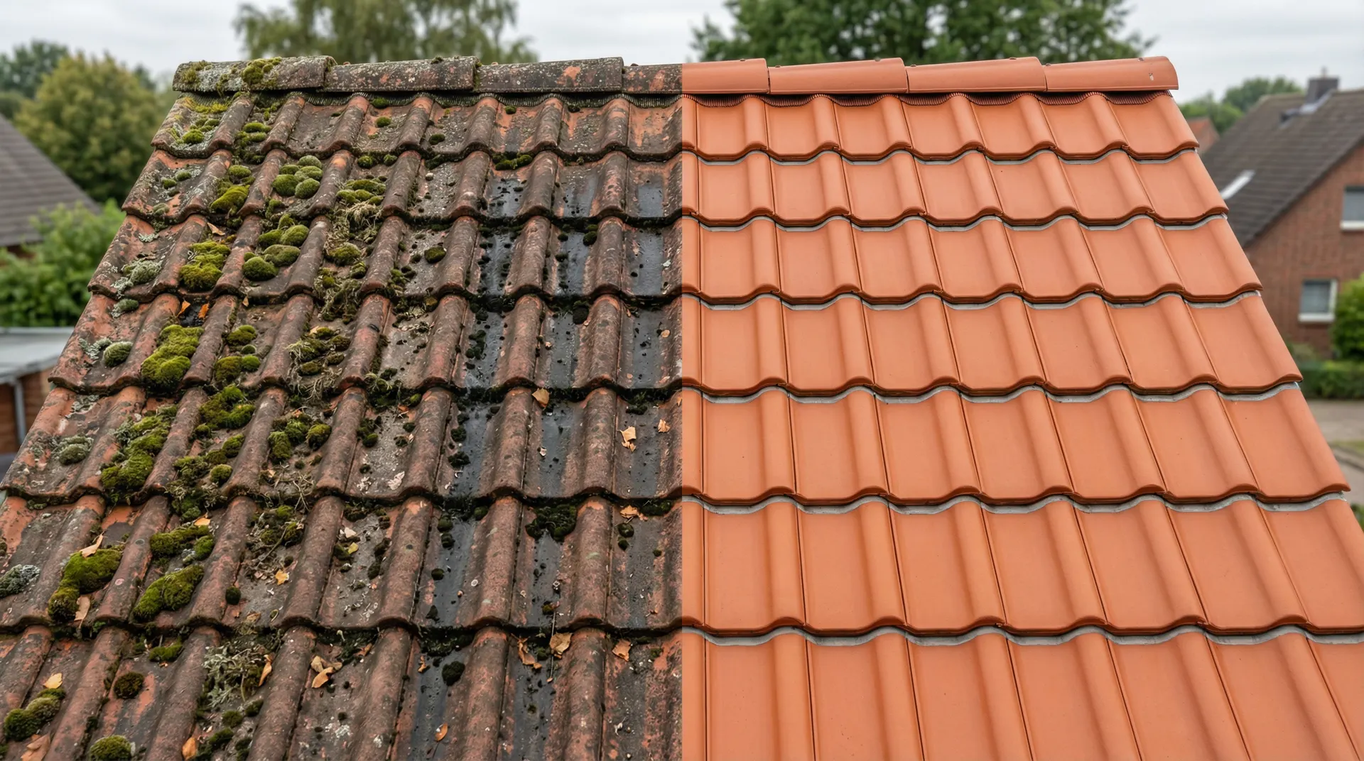 Vorher-Nachher Dachbeschichtung Storkow